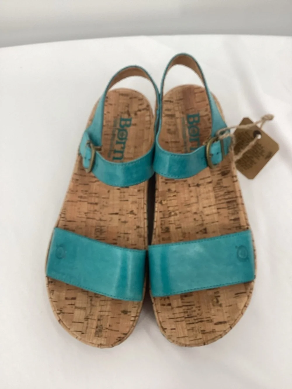 Born Sari Turquoise Cork Platform Sandals
